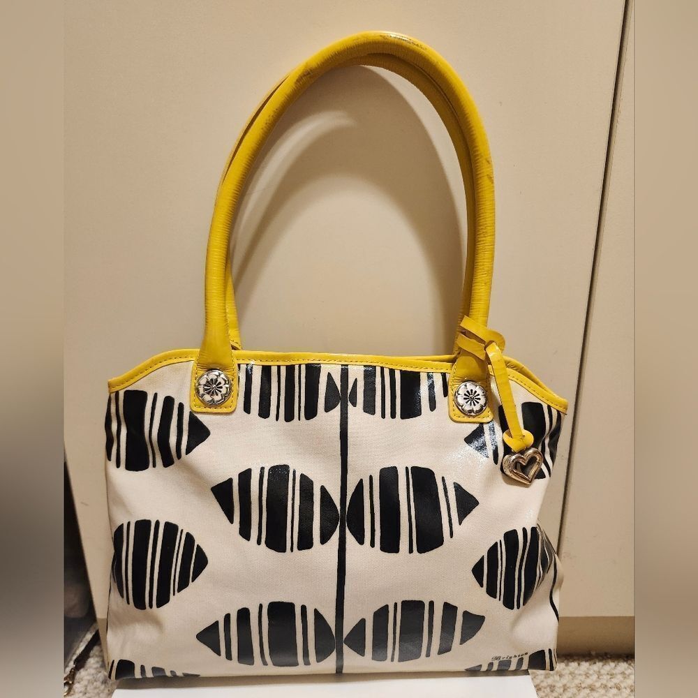 Brighton "Zane" Yellow Coated Canvas/Leather Shoulder/Tote Bag Ret. $170